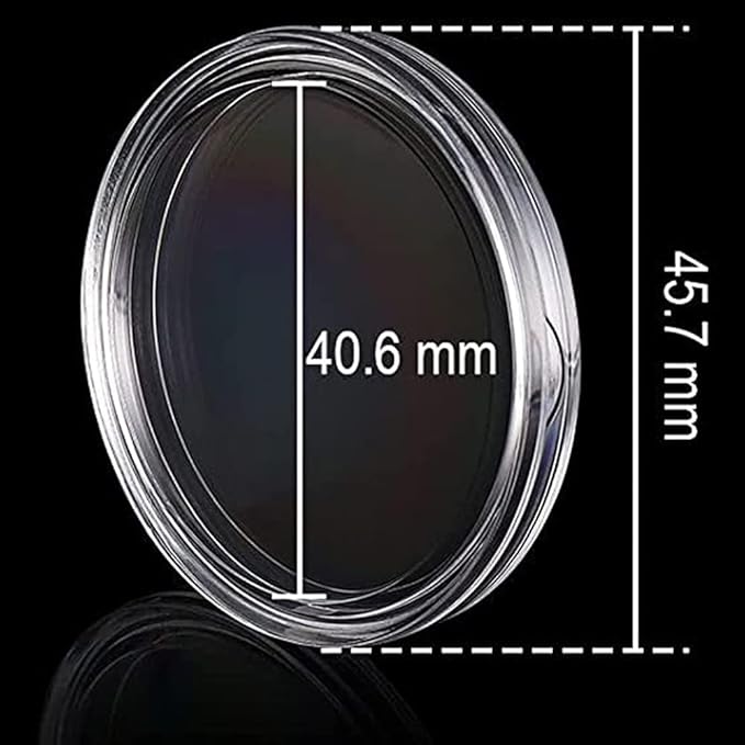 40.6mm Silver Dollar Coin Holder,Silver Eagles Coin Capsules for Collectors with Clear Plastic Storage Organizer Box for Coin Collection Supplies (60)