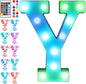 Foaky Colorful LED Letter Lights with Remote,Marquee Light Up Letters Sign for Night Light Wedding/Birthday Party Battery Powered Christmas Lamp Home Bar Decoration(Y)