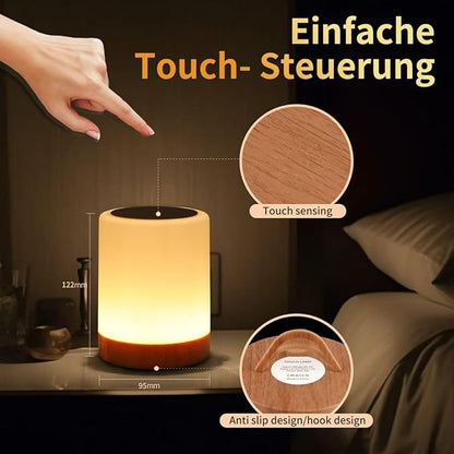 OORUN Touch Bedside Table Lamp,13 RGB Colors & 5 Brightness, USB Rechargeable Desk Lamp, Remote Control Dimmable Light with RGB Color Changing,Portable Lamp for Baby (2 Pack Brown)