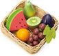 Tender Leaf Toys - Fruity Basket - 6 Pcs Solid Wood Fruits with Hand-Crafted Basket, Pretend Food Toy Playset Supermarket Shopping Game Play Kitchen Farmer's Market Accessories for Kids - Age 3+