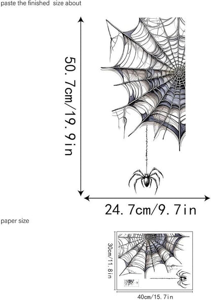 1 Sheet Halloween Spider Web Window Clings Stickers Double Sided Window Decals Party Decorations Black Spider Halloween Stickers for Glass Window Stickers for Home Shop Glass Supplies