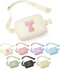 YOOLIFE Teacher Appreciation Gifts for Women, Teacher Retirement Gifts for Women Teacher Bag Teacher Gifts from Students, Initial Crossbody Bag Belt Bag, White T