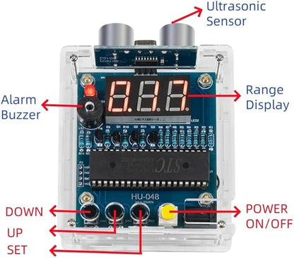 DIY Ultrasonic Range Meter Soldering Practice kit, Complete Soldering Project kit with Components, PCB & Enclosure, Perfect for Electronics Enthusiasts & Beginners