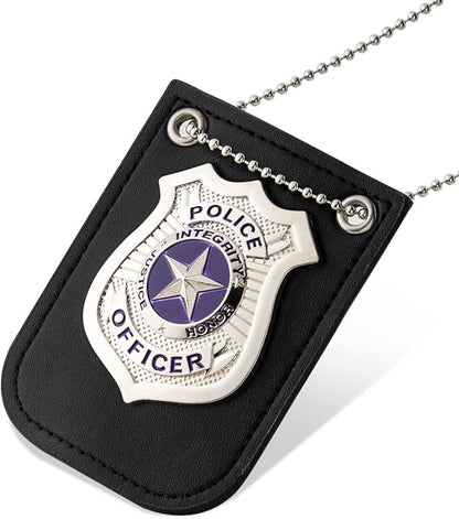 Spooktacular Creations Police Pretend Toy Set for Kids, Silver Police Badge Handcuffs, Cop Play Costume Accessories, Halloween Party Favors, Detective Dress Up, Christmas Stuffers for Boys Men Women