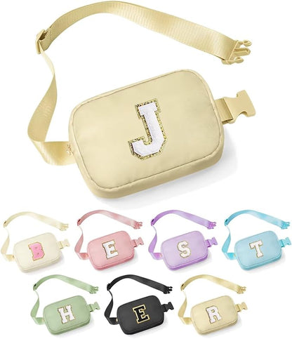 YOOLIFE Friendship Birthday Gift for Women - Khaki Initial Crossbody Belt Bag J