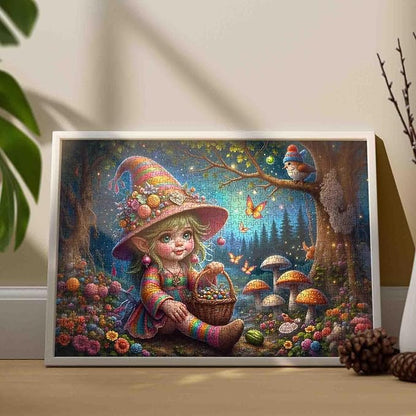 Tucocoo Rainbow Elf Girl Puzzles for Adults 1000 Piece, Cute Girl with Basket in Enchanted Forest – Fantasy Art Jigsaw for Relaxation Wall Decor, Whimsical Fairyland Puzzle Gift for Women and Teens