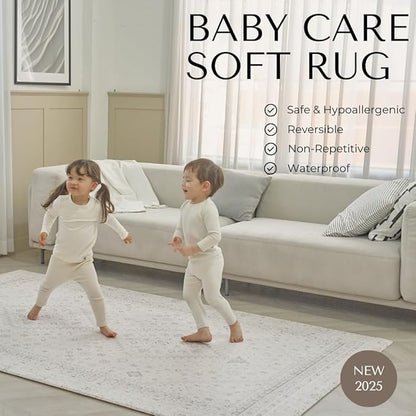 Baby Care Soft Rug (Prestige, Ikat - Persia) 98'' x 59'' Original One-Piece Reversible Rollable Waterproof Play Mat for Infants, Babies, Toddler, and Kids