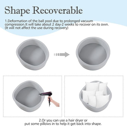 Foam Ball Pit, 35.4"x 11.8" Ball Pits for Toddlers, Soft Round Kiddie Baby Playpen Ball Pool for Kids, Ideal Gift for Babies Indoor and Outdoor Game, Grey, (Balls not Included)