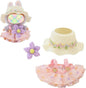 Clothes for Dolls Accessories (No Doll), Kawaii Hat Skirt Outfit Set 3 Pieces for 15cm 17cm Dolls Suit, Stylish Flower Doll Hat Clothing Set Replacement Pink