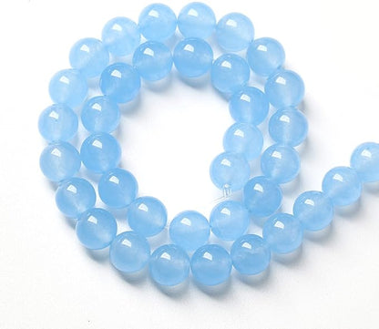 8MM 46PCS Blue Aquamarine Chalcedony Spacer Loose Beads for Jewelry Making DIY Bracelet Necklace