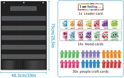 Feeling and Emotions Pocket Chart for Classroom Management Feelings Emotions Tracker for Kids Toddler Back to School Supplies Recognition Tool