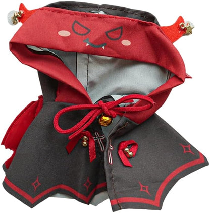 Doll Clothes for 17cm Figures,Little Devil Costume Set with Hooded Cloak and Wings, Black and red