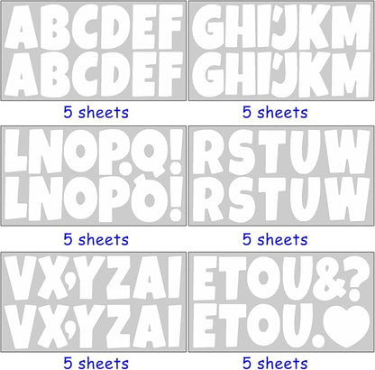 Bemeol 360 Pcs 30 Sheets Bulletin Board Letters 2.5 Inches Alphabet Stickers Self Adhesive Stick on Letters for Poster Board Classroom School Home Decor(White)