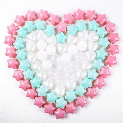 Ball Pit Balls Pack of 100 200 500 - Star and Round Set BPA Free Phthalate Free Non-Toxic Crush Proof Play Balls Soft Plastic Balls for Toddlers Baby Kids Birthday Pool Tent Party