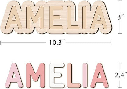 Personalized Name Puzzle - Custom Wooden Puzzle for Toddlers 1-3 - Unique Baby Shower, Christmas & 1st Birthday Gift for Boys and Girls - Keepsake Montessori Toy (Wave)