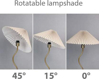 KUNJOULAM Small Pleated Table Lamp, Bedside Nightstand Lamp with Beige Lampshade, Morden Mini Lamp for Bedroom Home Office Decor, E12 Bulb Included