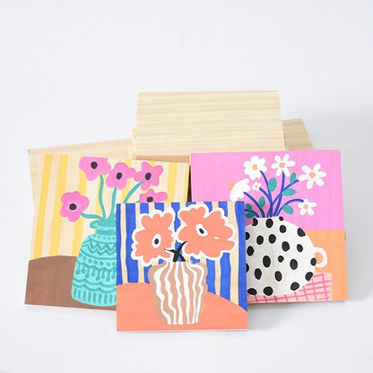 6PCS Unfinished Wood Square Blocks for Crafts, 6x6x0.6in Blank Wooden Squares Pine Wood Boards for Wood Carving,DIY Wood Coasters,Painting & Burning