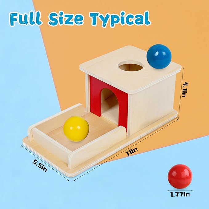Adena Montessori Wooden Toy for 6-12 Month Baby 3 Balls,Sorting and Stacking Colorful Learning Education Toy for Toddler Kid 1-2 Year Old, Preschool Girl and Boy Gift(Full Size Typical)