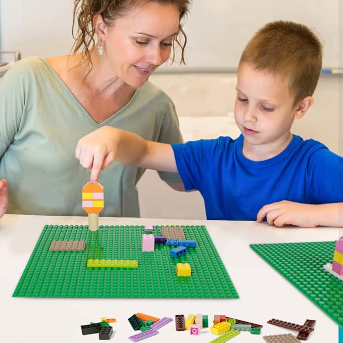 Lekebaby Classic Baseplates Building Base Plates for Building Bricks 100% Compatible with Major Brands-Baseplates 10" x 10", Pack of 12