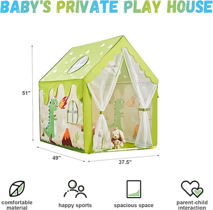 TTLOJ Gift for Christmas Dinosaur Style Kids Play Tents for Boys Girls, Castle Tent, Large Playhouse Toy for Toddler Play House, Teepee Tent Indoor Outdoor (Ball Lights NOT Included