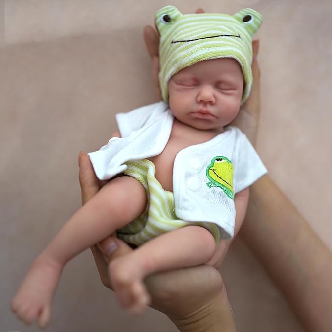 12 Inch Reborn Baby, Full Silicone Baby,Lifelike Closed Eyes Sleeping Cute Baby Boy Realistic Newborn Doll Real Life Doll The Look Real