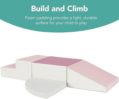 Best Choice Products 4-Piece Kids Climb & Crawl Soft Foam Block Activity Play Structures for Child Development, Color Coordination, Motor Skills - Pink