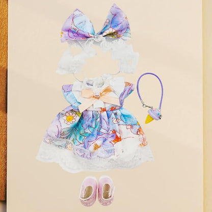 17cm Doll Clothes - 4 Set for 6.7 inches Doll Outfit，Clothing for Dolls Accessories.Cute Clothes for Dress up (dolldress-Purple)