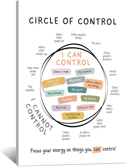 Circle Of Control Poster What I Can And Cannot Control Therapy Office Wall Art Kids Mental Health Poster Calm Down Corner School Decor 24x36in Framed