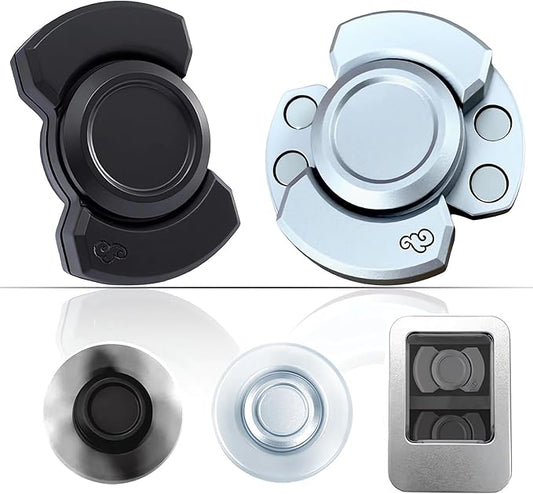 3-in-1 Alloy Fidget Toys Adults - Fidget Spinner,Clicker,Slider Modes,Ultra-Silent,High-Speed Rotation,3-Minute Spin Time,Compact Stress Relief Toy for Adult(2 Pcs)
