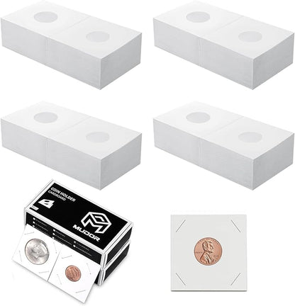 MUDOR Upgraded Premium Coin Flips for Cents, 200 Pack Cardboard Coin Holder, Mylar Coin Flips 2x2, Paper Coin Holders