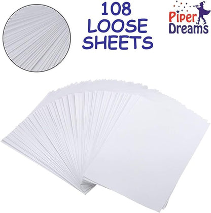 108 Jumbo Size Sheets (11" x 16") of Art Paper for Kids. Great as Watercolor Paper, Finger Painting, Drawing and Doodling - Heavy Stock, Loose White Sheets. Save with a Bulk Pack