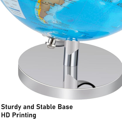 9'' Globe for Children World Globe with Stand Rewritable Easy-Read High Clear Map Earth Globes for Adults, Educational Interactive Globes for Kids Learning STEM Toy Present for 3+ Years Old