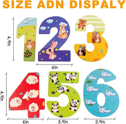 Wooden Floor Puzzles for Kids Ages 3-5,Montessori Preschool Educational Learning Alphabet Puzzle & Animal Puzzle for Preschool Toddler Boys Girls Ages 3+