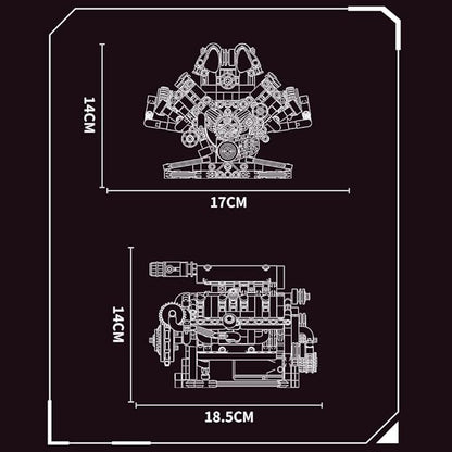 39006 V8 Engine Model Kit, Runnable, Build Your own STEM Visible Mini V8 Engine Model Kit with Lights, Adult and Adolescent Physics Science Experiment Building Block Set (660 Pcs)