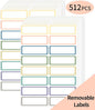 STARLIBOO Removable Labels, Removable Colored Labels Stickers, Self-Adhesive Rectangular Stickers Water/Oil/Tear Resistant for Food Containers/Classroom/Storage (8 Colors, 512 Labels)