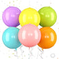 Giant 4D Foil Balloons, 6Pcs Pink Yellow Purple Blue Green Orange Round Balloons, 22 Inch Big Round Foil Balloon for Rainbow Balloon Birthday Party Baby Shower Wedding Decorations