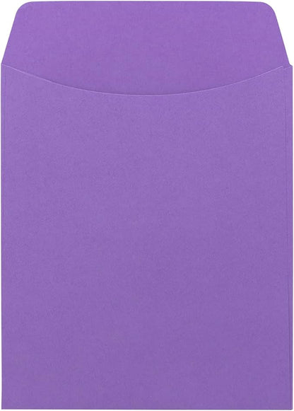 Hygloss 30 Library Card Pockets 3.5x5 Inch - Non-Adhesive Pocket Envelopes - Violet - Classroom Envelope Pockets - Ideal for Organizing - Colorful Small Library Book Pocket