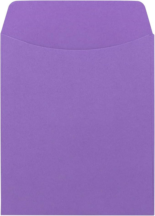 Hygloss 30 Library Card Pockets 3.5x5 Inch - Non-Adhesive Pocket Envelopes - Violet - Classroom Envelope Pockets - Ideal for Organizing - Colorful Small Library Book Pocket