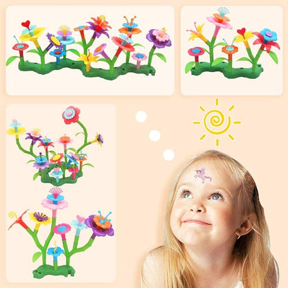 VERTOY Gifts for 3 4 5 6 Year Old Girls, Flower Garden Building Toys Set for Toddlers, STEM Preschool Activities and Gardening Pretend Playset, Stacking Game for Age 3+ Little Kids