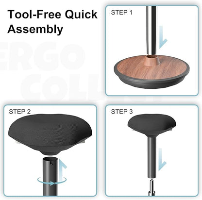 Wobble Stool - Adjustable Height Standing Desk Chair | Sit Stand Stool with 360-Degree Non-Slip Swivel Base|for Home,Office and Classroom(Walnut)