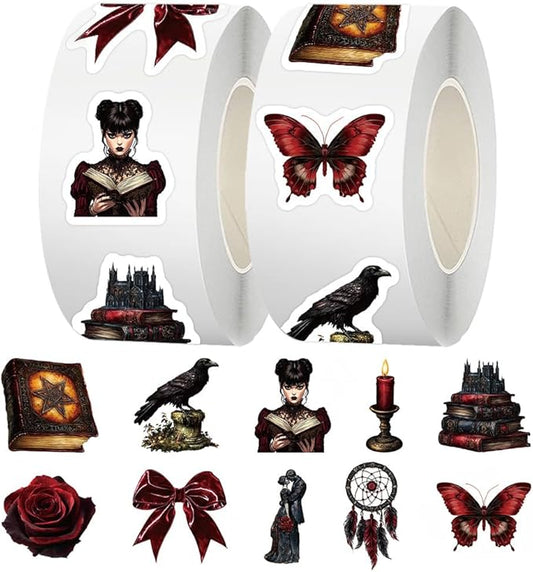 500 Pcs Gothic Sticker Witch Stickers for Water Bottle and Laptop - Witchcraft Party Favors & Decorations, Waterproof Vinyl Magical Decals, Gifts for Teens