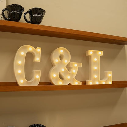Foaky Rechargeable LED Letter Lights Sign Marquee Light Up Letters Sign for Night Light Wedding/Birthday Party Christmas Lamp Home Bar Decoration (L)