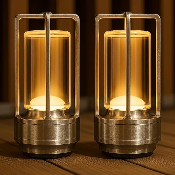 Klarako Crystal Lantern Lamp – Modern Cordless Rechargeable Bedside & Outdoor Light, Portable Wireless Lamp – Dimmable Touch Control – Luxury Living Room & Hotel-Style Lighting (Gold, 40-Pack)