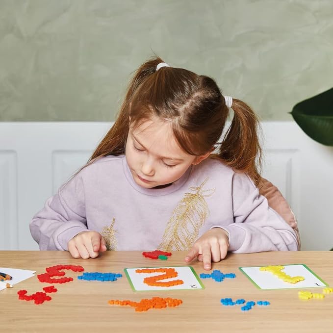 PLUS PLUS - Learn to Build ABC & 123 w/Travel Case, 500 Piece Bundle - Construction Building Stem/Steam Toy, Interlocking Mini Puzzle Blocks for Kids