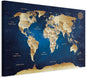 artgeist Canvas Wall Art Print World Map 35x24 in - 1pcs Home Decor Framed Stretched Picture Photo Painting Artwork Image World Travel Map k-A-0107-b-a