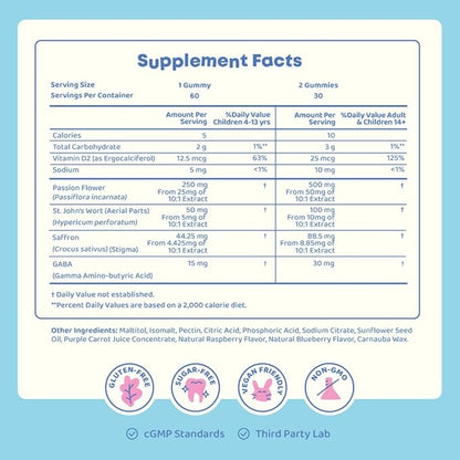 JoySpring Saffron Gummies for Kids | Saffron Extract with GABA Supplements Offer Mood Support and Calms Temper Tantrums | Sugar Free Gummies