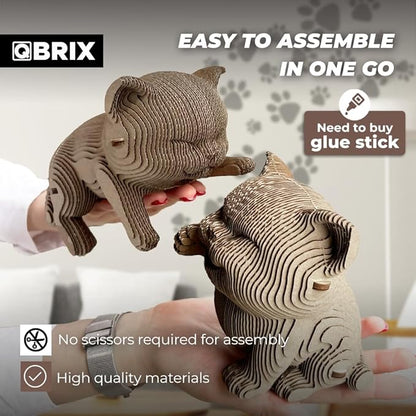 QBRIX Another 3 Cats 3D Puzzle for Adults, DIY Craft Kit for Home Decor, 3D Model Kit for Teens, Creative Gift for Boys & Girls 14+, Cardboard Model Building Kit
