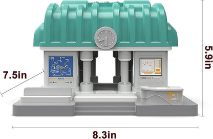 Train Station for Wooden Tracks, Train Accessories Tunnel with Sounds/Lights for Kids, Trains Toys for Motorized Cars for Railway System Compatible with Thomas & Friends, Brio, Chuggington