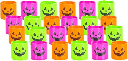 The Dreidel Company Halloween Coil Spring, Pumpkin Jack-O-Lantern Circle Shaped Coils, Neon Colors Magic Spring Toy, Party Favor for Kids, 1.4" Inches (35mm) (24-Pack)