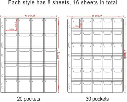 400 Pockets Coin Collection Album Book Holder for Collectors, 2 Size Coin Collecting Pages Fireproof Coin Collecting Album for 17/20/23/25/27/30/38/40mm Coins
